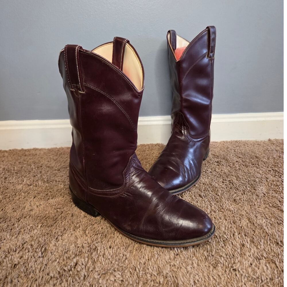 Laredo vtg burgundy western boot USA roper boots leather womens 6937 8.5